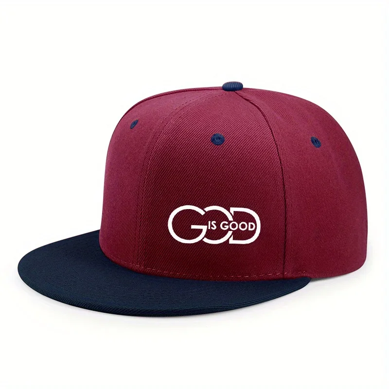 Unisex-Baseballkappe mit verstellbarem Riemen, flacher Krempe, mit Aufdruck „GOD IS GOOD“, lässige Kopfbedeckung für Damen und Herren, modisch, atmungsaktiv, für den Außenbereich. – Detail 7