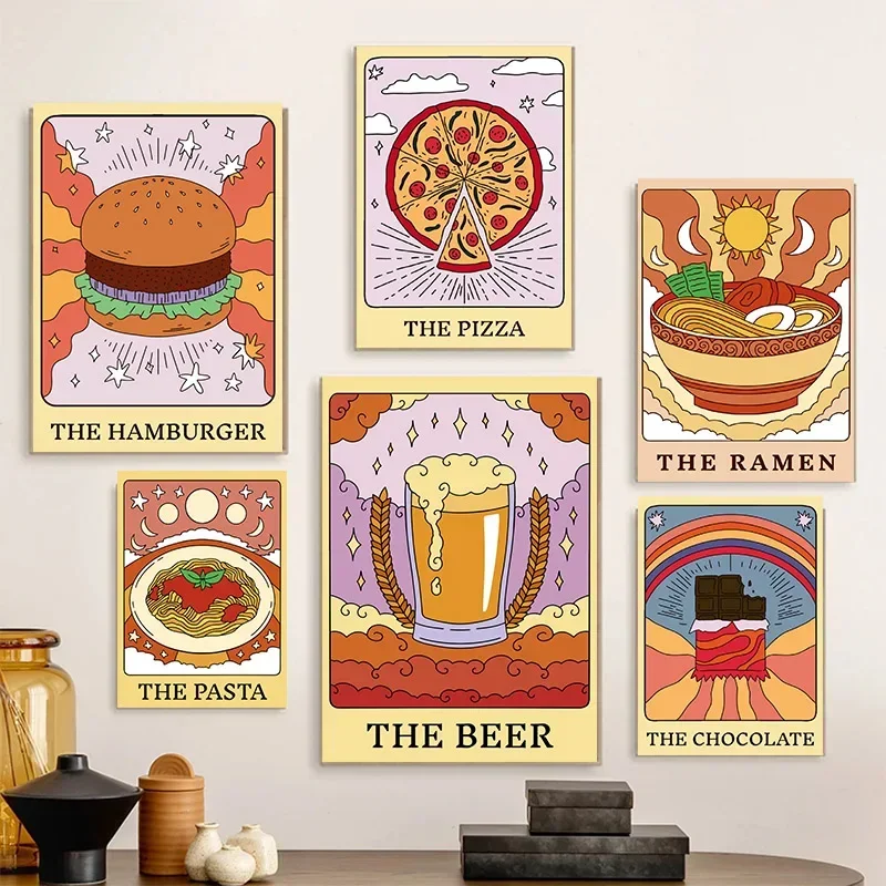 Pósteres de arte Funky para decoración del hogar, tarjeta de comida, cerveza, helado, Chocolate, café, Pizza, pintura en lienzo, impresiones de pared, imagen para sala de estar