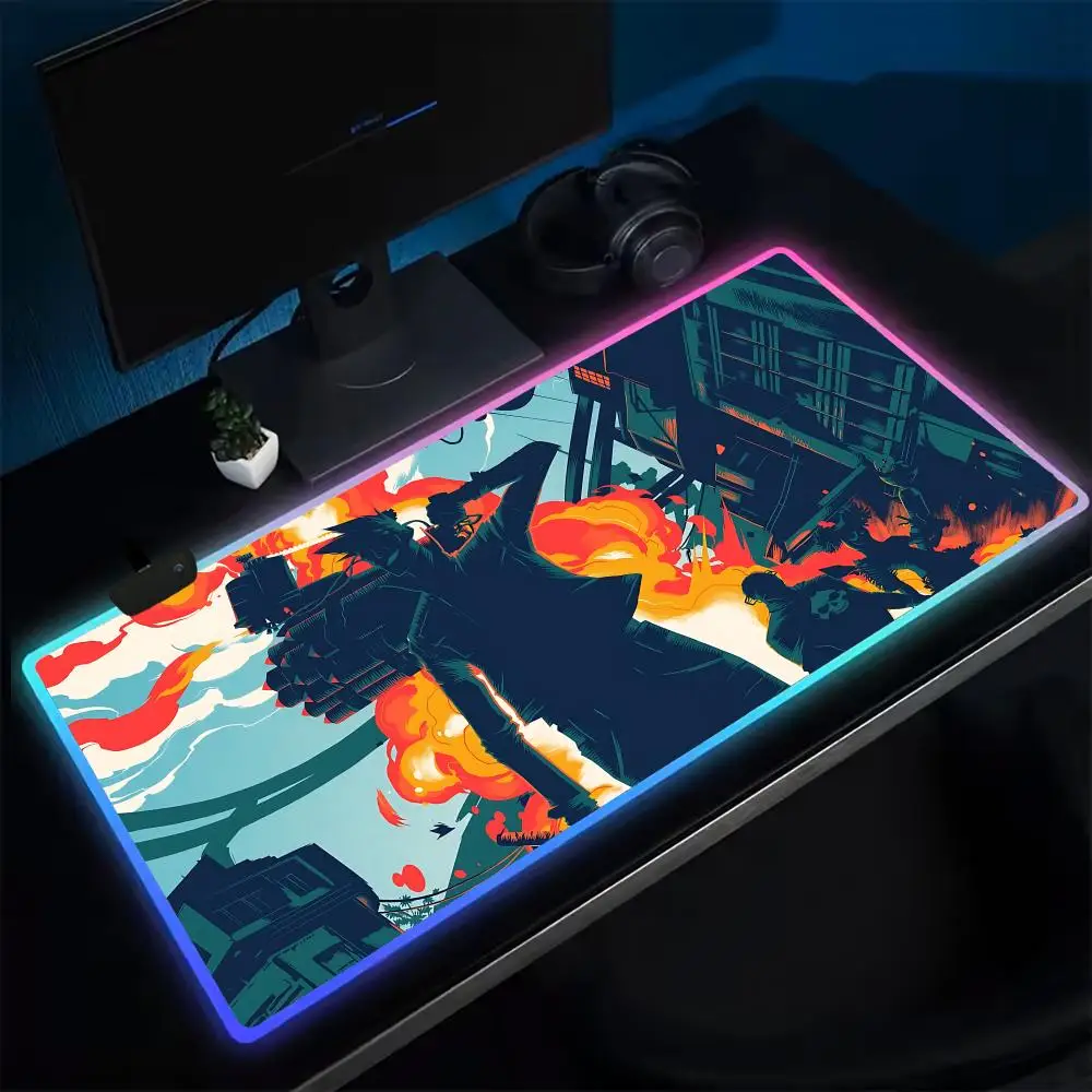

Коврик для мыши Sunset Overdrive, игровой коврик для мыши в стиле аниме, светодиодные настольные коврики с подсветкой, резиновые настольные коврики XXL RGB