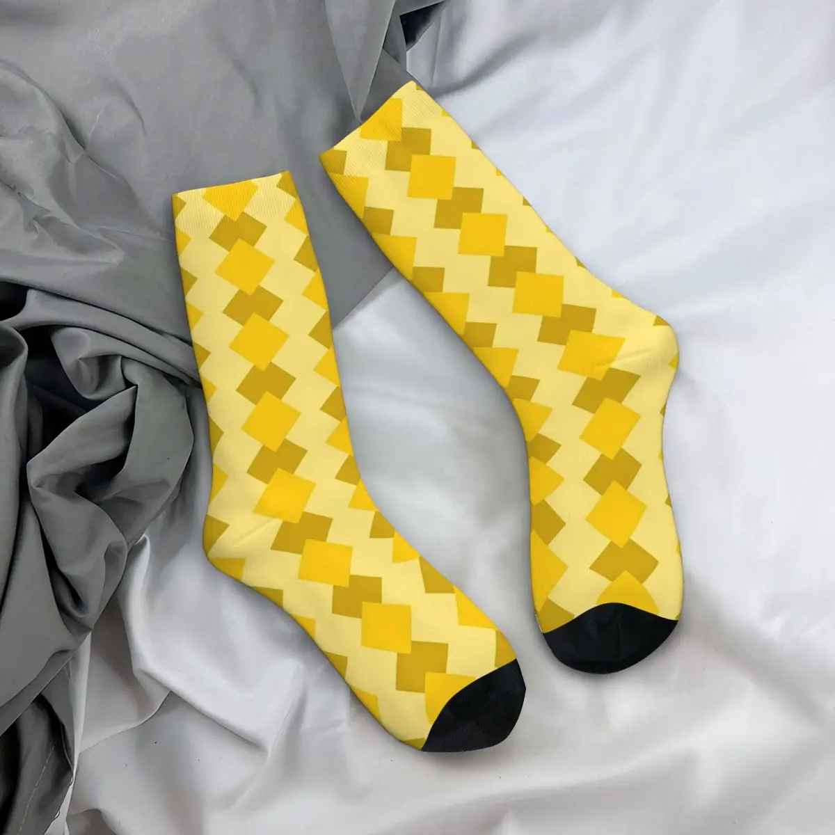 Calcetines largos de arlequín a cuadros amarillos, medias absorbentes de sudor Harajuku para todas las estaciones, accesorios para Unisex, regalos de navidad