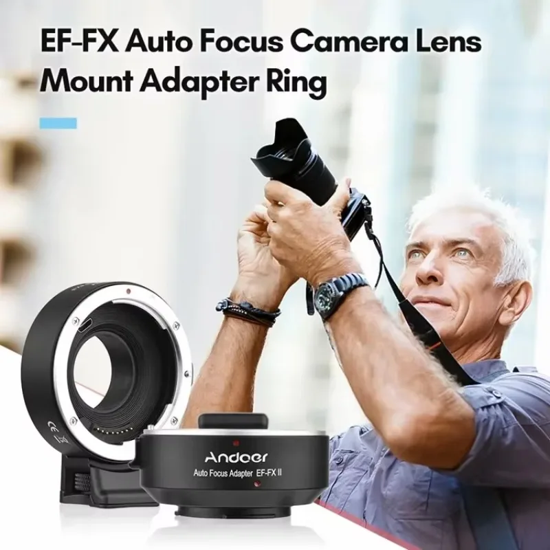 

2025EF-FX II Lens Mount Adapter Ring Auto Focus Anti-Shake with Tripod Mount for Canon EF/EF-S Lens to Fuji X-mount