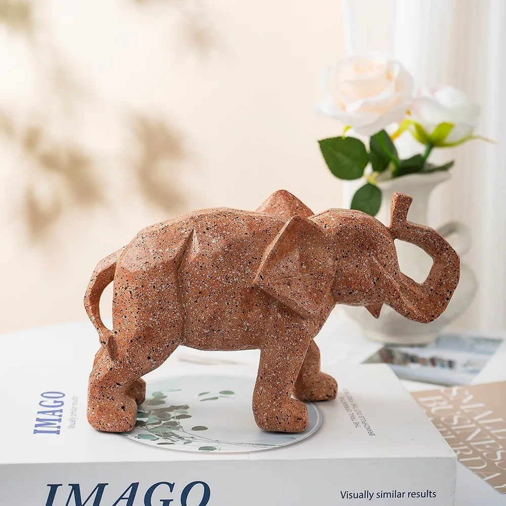 

Modern Art Geometric Elephant Statue Lifelike Resin Crafts Abstract Elephant Figurines Waterproof Animal Ornament