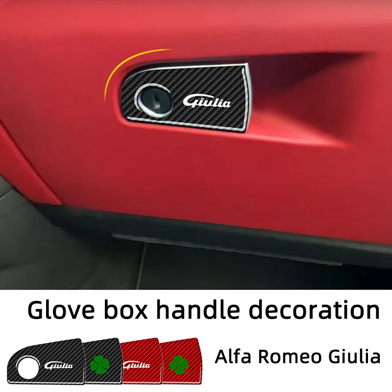 Glove Box Handle Decoration Patch Styling Carbon Fiber Car Stickers For Alfa Romeo Giulia 2016-2021 Interior Accessories