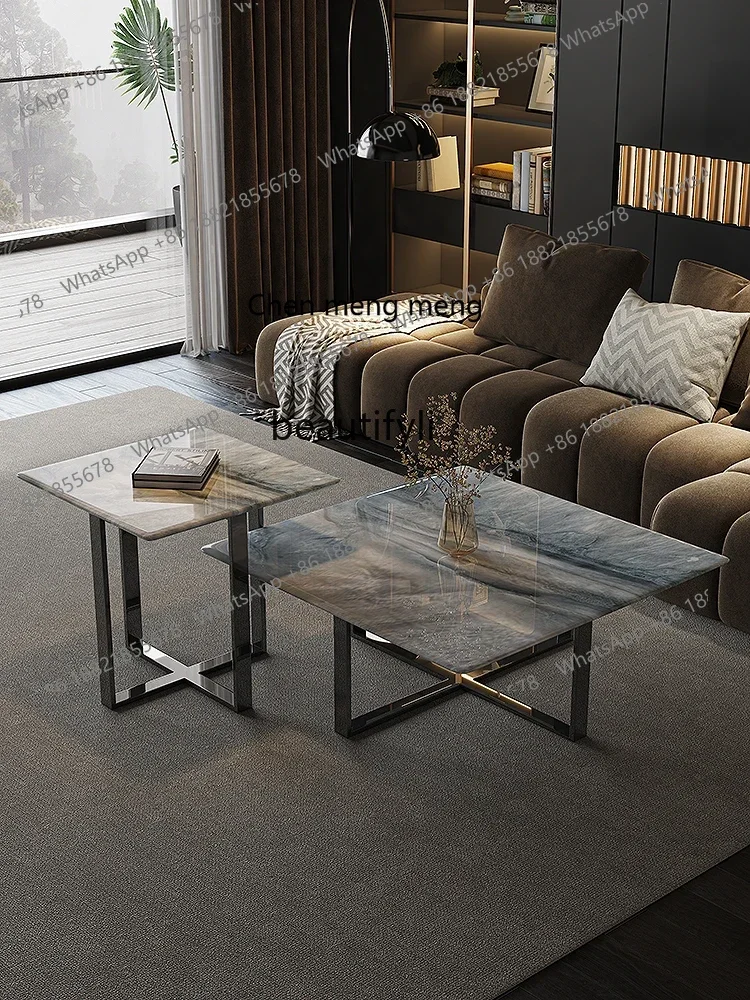 ss7304 Супер Хрустальный Камень Современный Минималистский Квадратный Журнальный Столик Свет Роскошный Минималистский Гостиная Каменная Тарелка Мрамор Кофе T