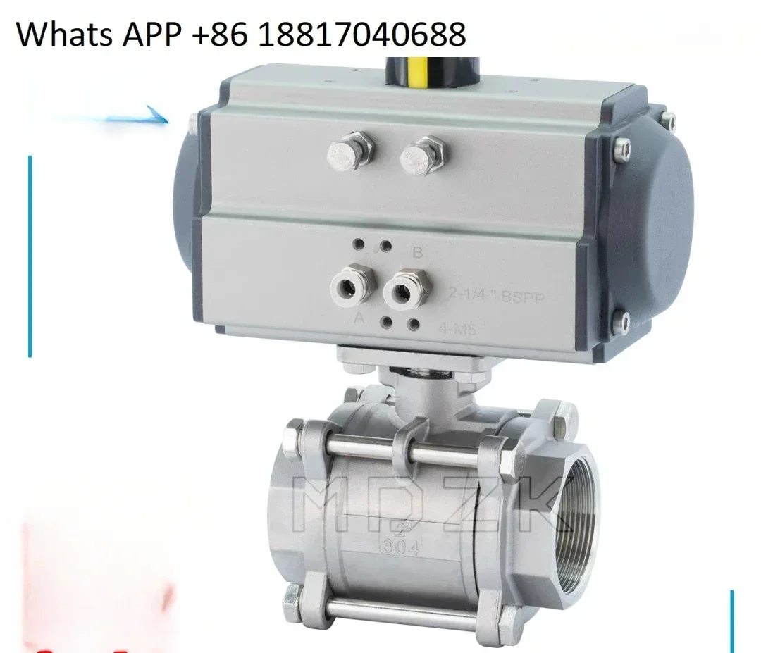 Q611F-16P Pneumatic 304 stainless steel three-piece wire buckle ball valve DN15 20 25 32 40 50 65