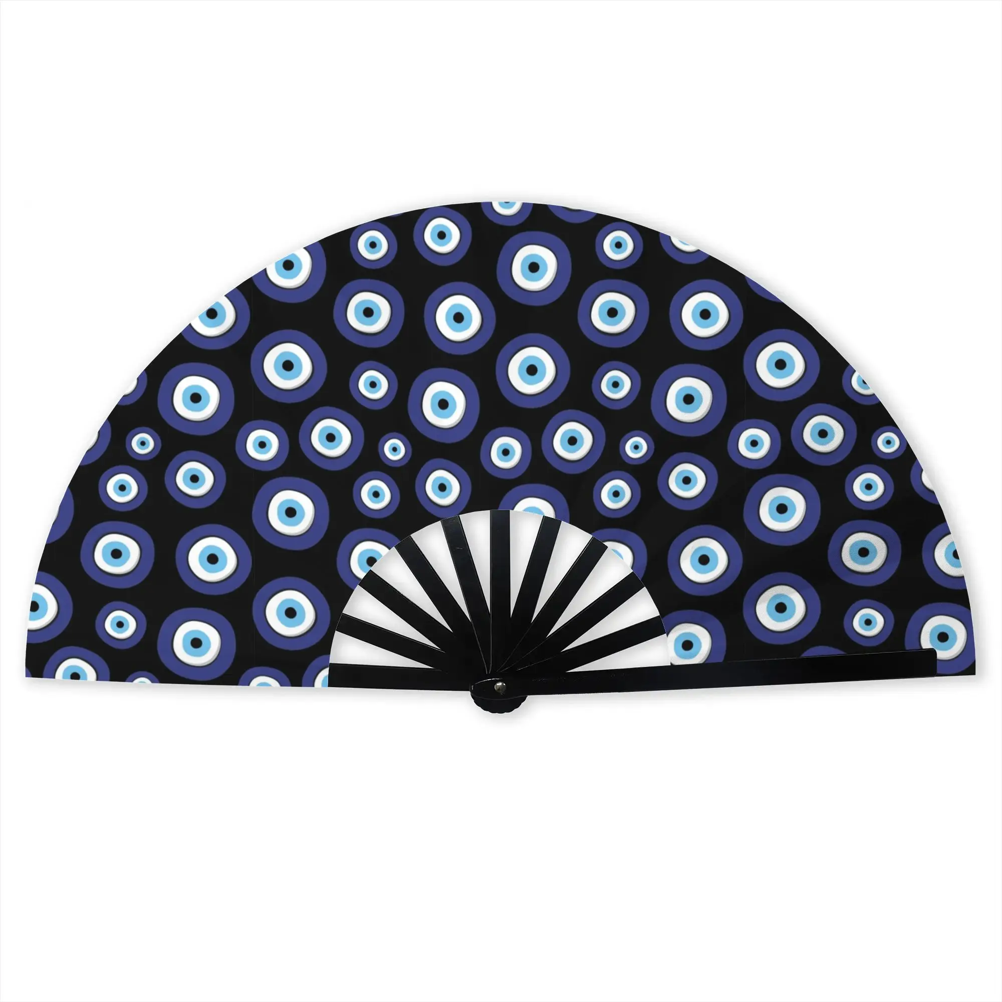 Greek Amulet Evil Eye Traditional Folding Fan Oriental Art Nazar Lucky Charm High-Quality Fans Gift Classic Decorative Hand Fan