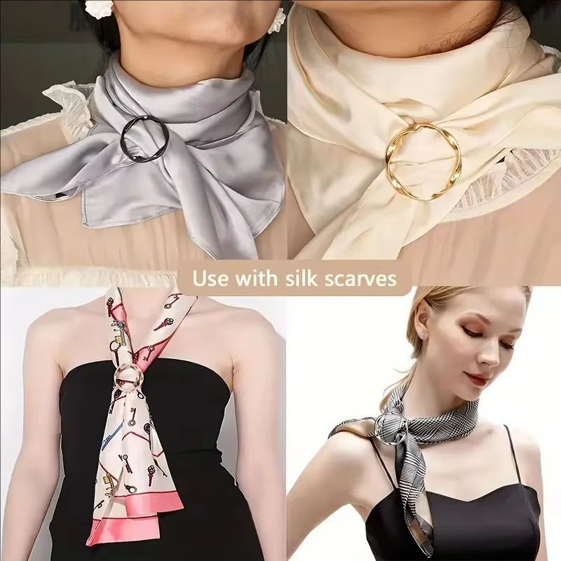 5 Peças de Fivelas de Metal Redondas Modernas: Clipe para Xale, Prendedor de Camiseta, Broche, Fivela de Cintura e Anel Versátil para Fixação de Roupas