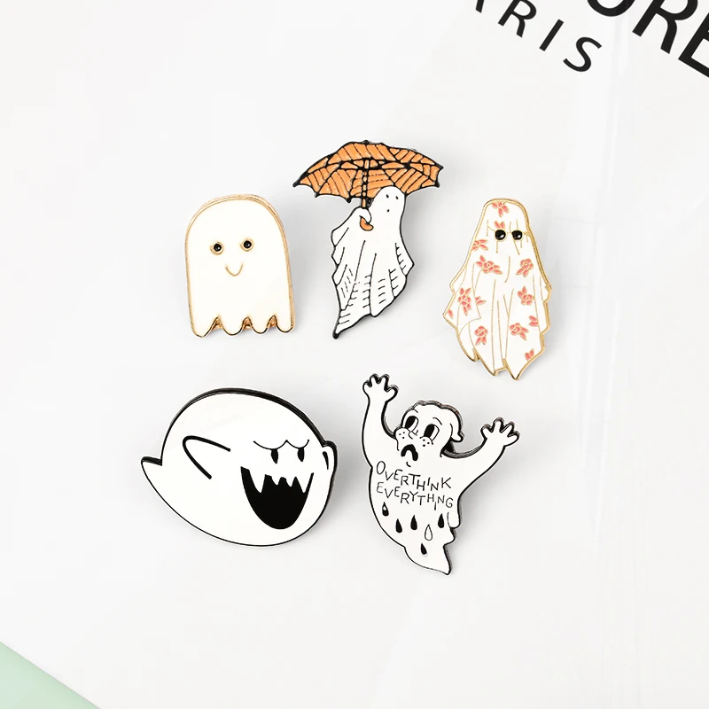 Overthink Pines Lapel Pins Jeans shirt Bag Dark Halloween Jewelry Gift Ghost Escape Enamel  Pins Badge Custom Coffee Umbrella