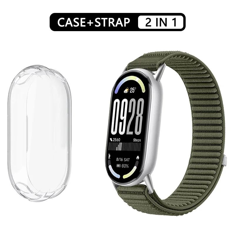 Nylonarmband + Schutzhülle für Xiaomi Mi Band 10, 9, 8, NFC-Sportarmband, elastisches Handgelenksband, Xiaomi Smart Band 9, 8, 10 Zubehör. – Detail 6