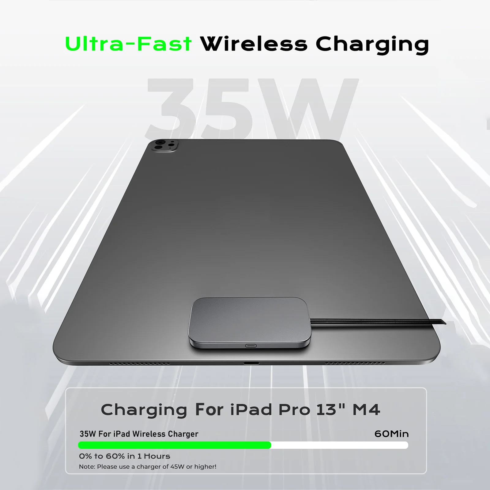 

For iPad Pro Magnetic Fast Charging Smart Connector Charger Wireless Charging Pad Charger-Fast Charging Pad W/USB-C Cable