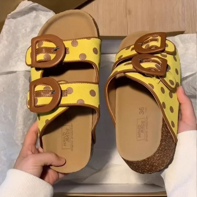

Polka dot thick-soled flip flops for women summer outdoor heightening sandals 2025 new sandals