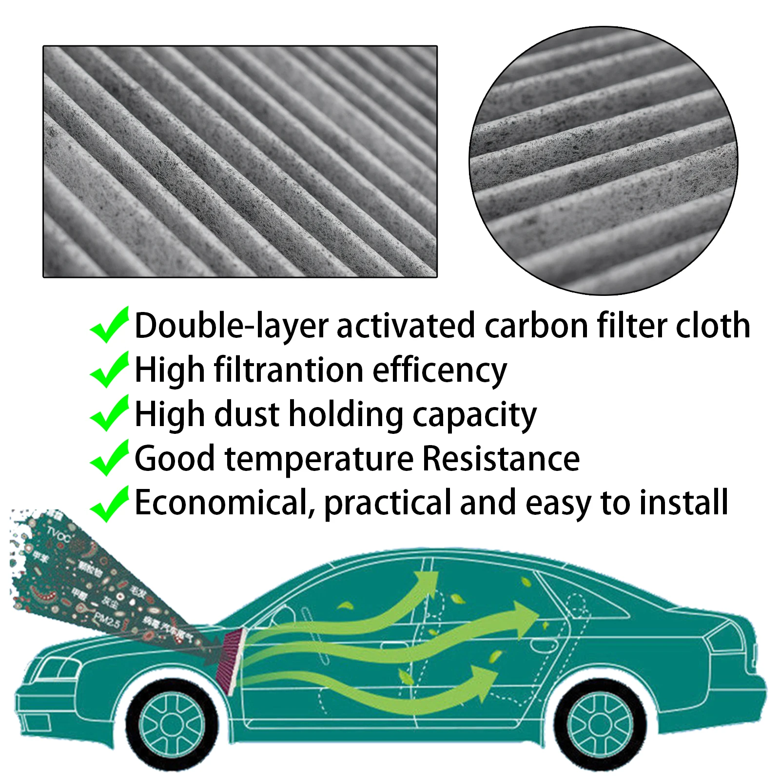 2x Car Pollen Cabin Air Conditioning Filter Activated Carbon For Nissan Qashqai J10 Sentra B16 X-Trail T31 2009 2010 2011 2012