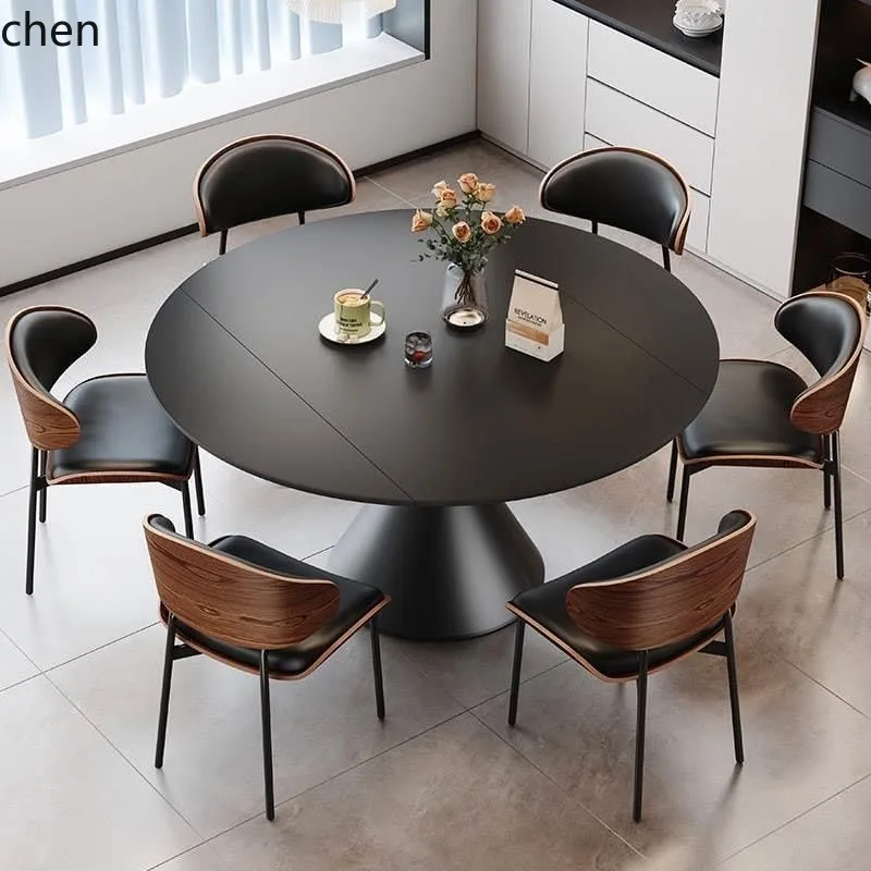 ZML Rock Plate Dining Table Minimalist retro Small Apartment Square Round Dual-use Home Dining Table