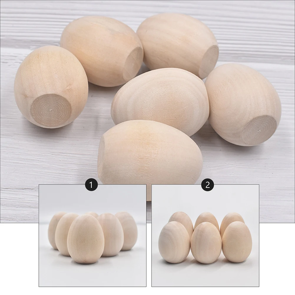 

12pcs Wooden Eggs Lifelike Simulation Kids Toys Graffiti Painting Decorative Realistic Smooth Finish Perfect Gift Montessori