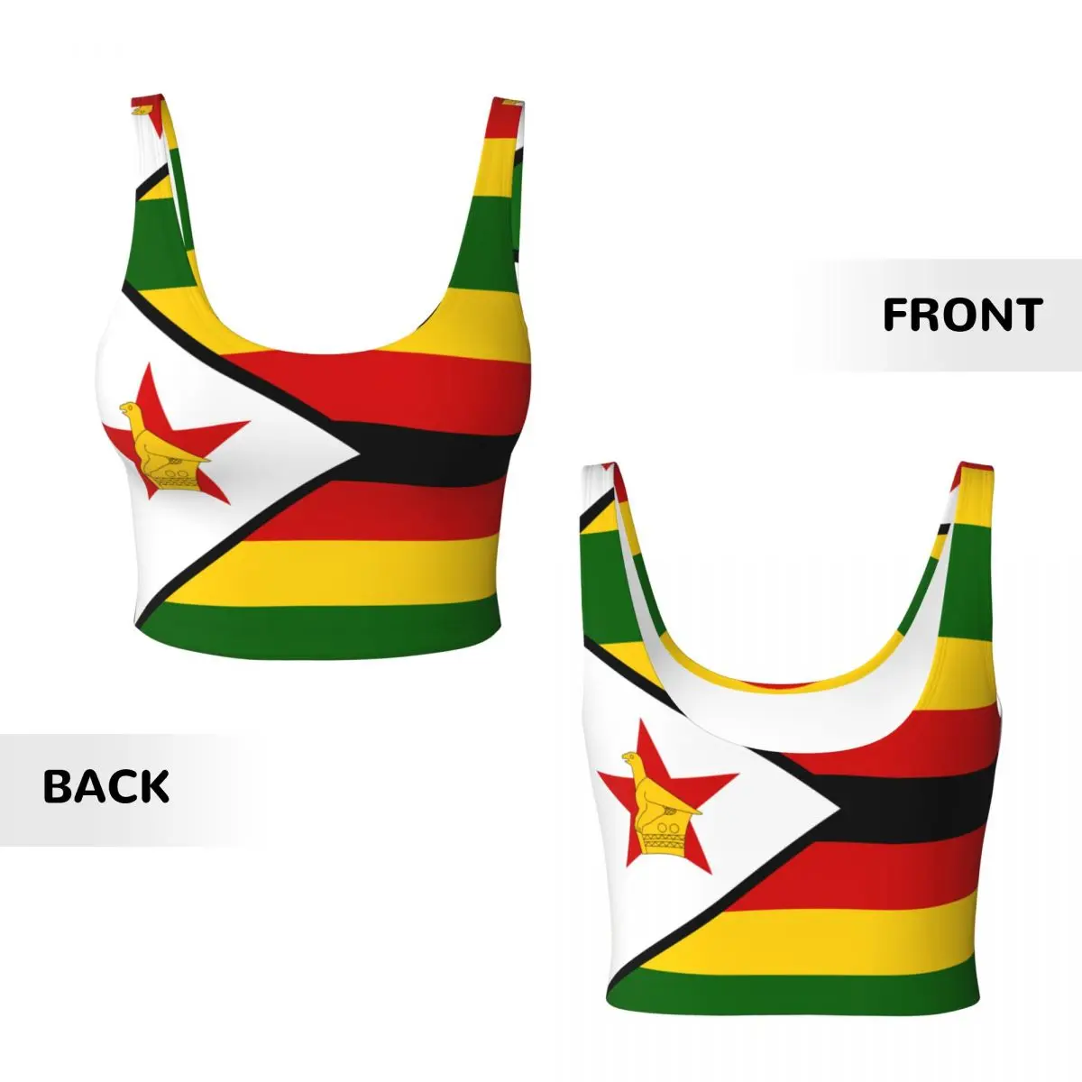 سترة اليوغا المرأة رياضة المحاصيل القمم زيمبابوي العلم الشارع الشهير تجريب تنفس تانك القمم الإناث