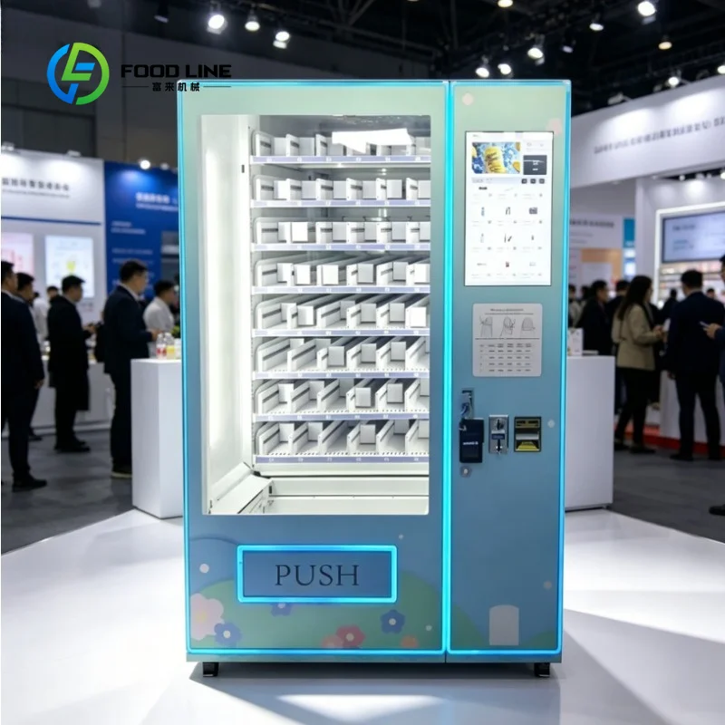 Custom Commercial Smart Beauty Supply Vending Machine AI Touchscreen Self‑service Dispenser for Shampoo Cosmetic Retail Business