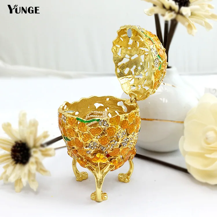Mediterranean style Easter egg handicraft decoration with enamel painting and diamond inlay