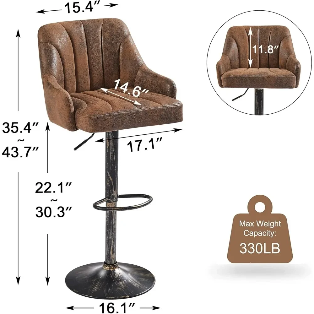 XMSJ juego de taburete de Bar de 2 piezas, altura de mesa ajustable con respaldo y reposabrazos, taburete de Bar giratorio para restaurante, cafetería