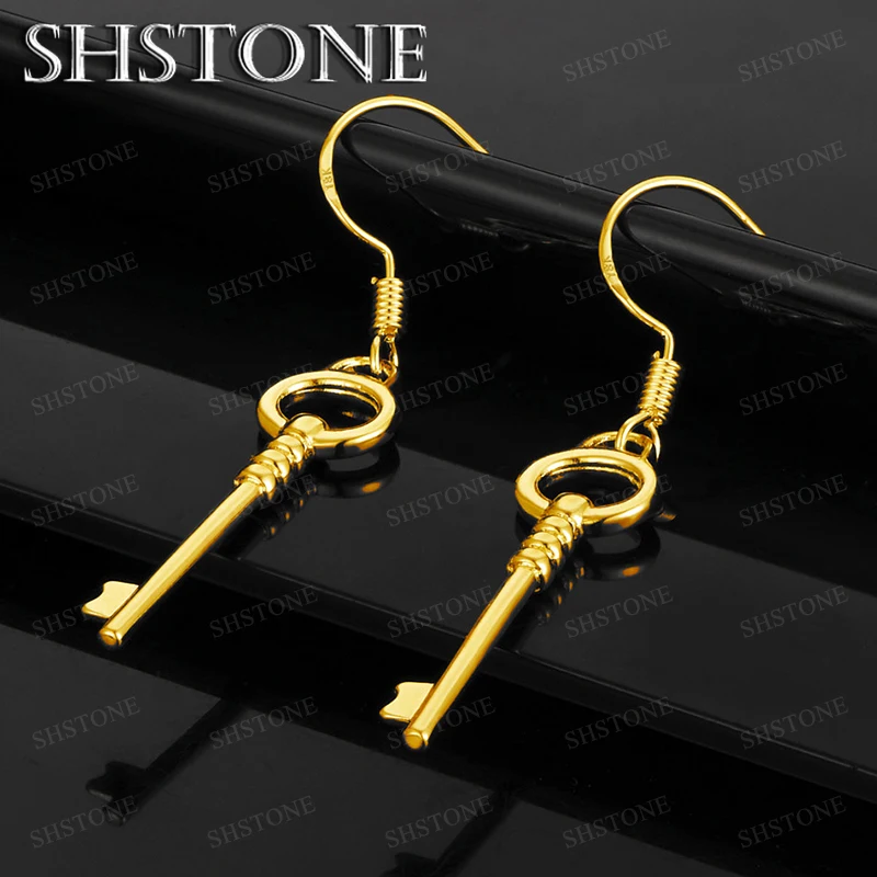 

New 18k Gold Key Drop Earring For Women Men Birthday Anniversary Party Fashion Design Trend Fine Nice Jewelry Gifts Accessories