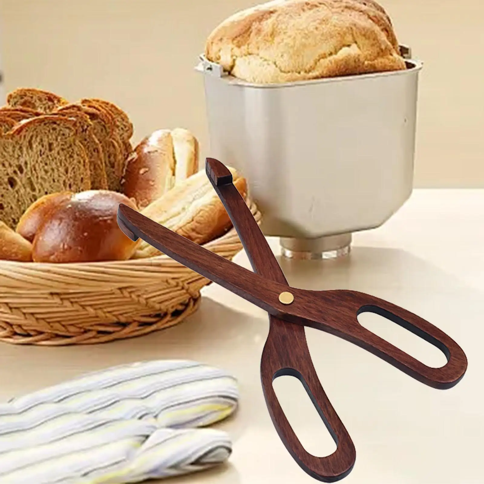 

Wooden Kitchen Tongs Utensils Nonstick Heat Resistant Cake Clip Food Tongs Dessert Pastry Clamp for Baking Tossing Salads Cafe