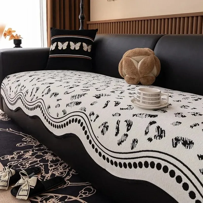 Irregular Chenille Leopard-Print Sofa Cushion All Seasons Non-Slip Anti Cat Scratch Seat Pad Cover Machine Washable
