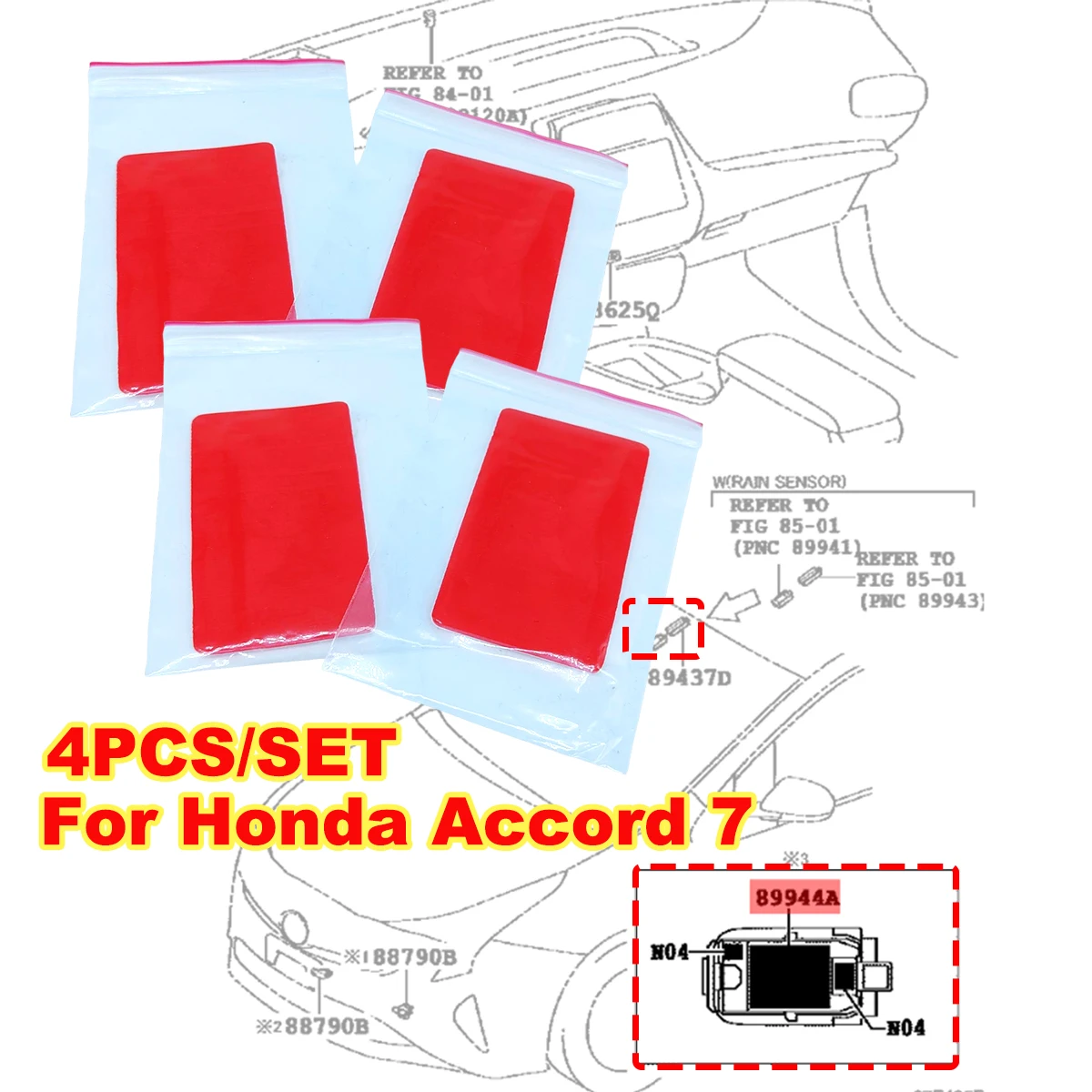 

4Pcs Rain Sensor Gel Pad Adhesive Film Silicone Cushion Pad Windscreen Multi-Purpose Tape For Honda Accord 7 2002 2003 2004-2008