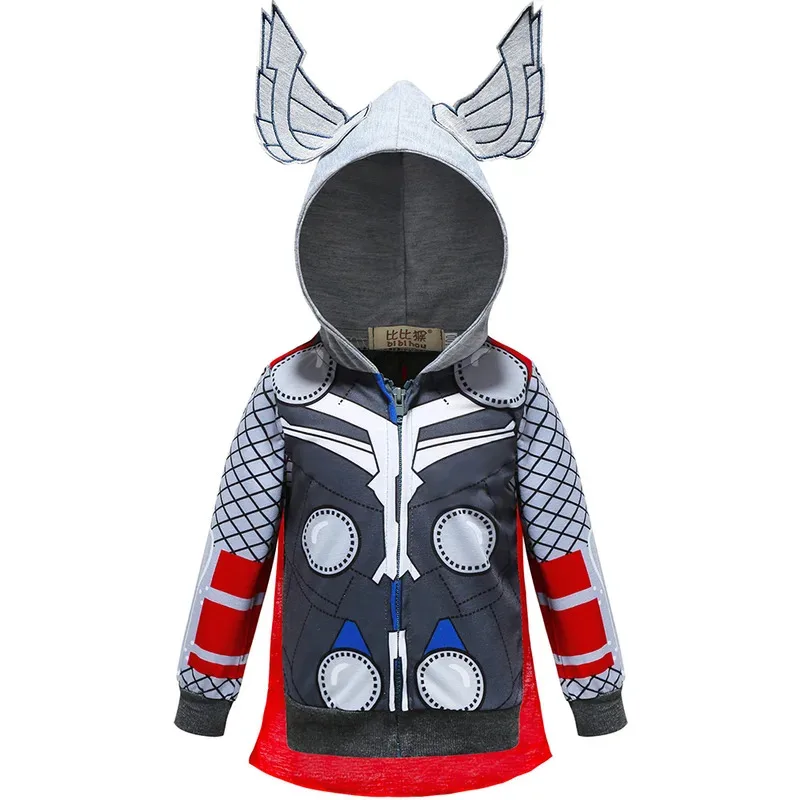 Crianças meninos hulk thor ferro e homem hoodies cosplay traje moda dos desenhos animados impressão zíper casaco com capuz jaqueta crianças roupas