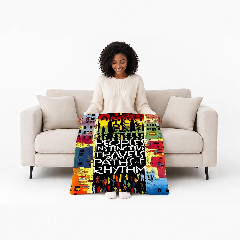 Classic Band A Tribe Called Quest Throw Custom Printed Flannel Fleece Blanket for Sofa Bed Office Travel & Camping