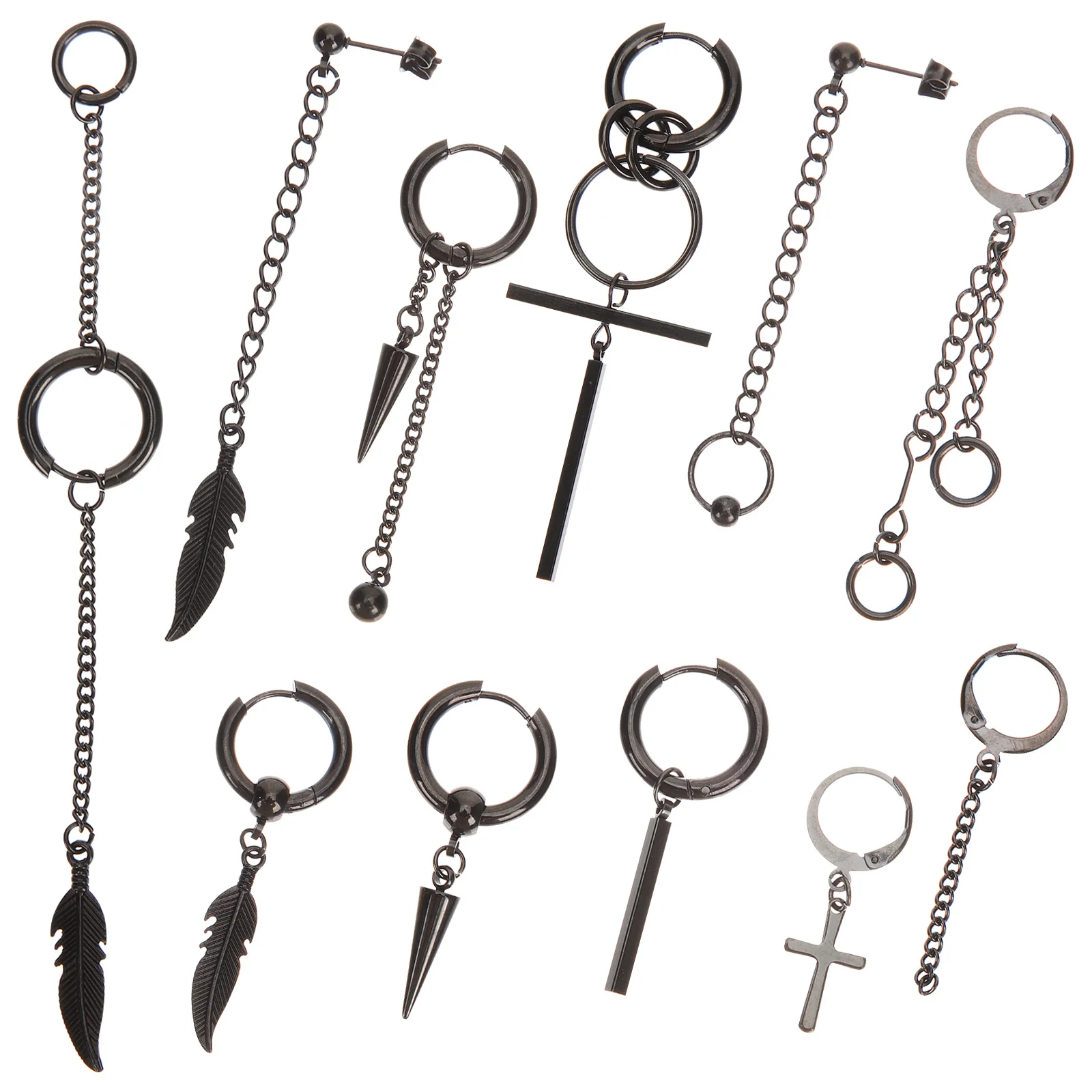 11 قطعة أقراط متدلية تصميم متقاطع أنيق مجوهرات من صلب لا يصدأ لصيد العين إكسسوارات الزي الرسمي الحديث غير الرسمي #6