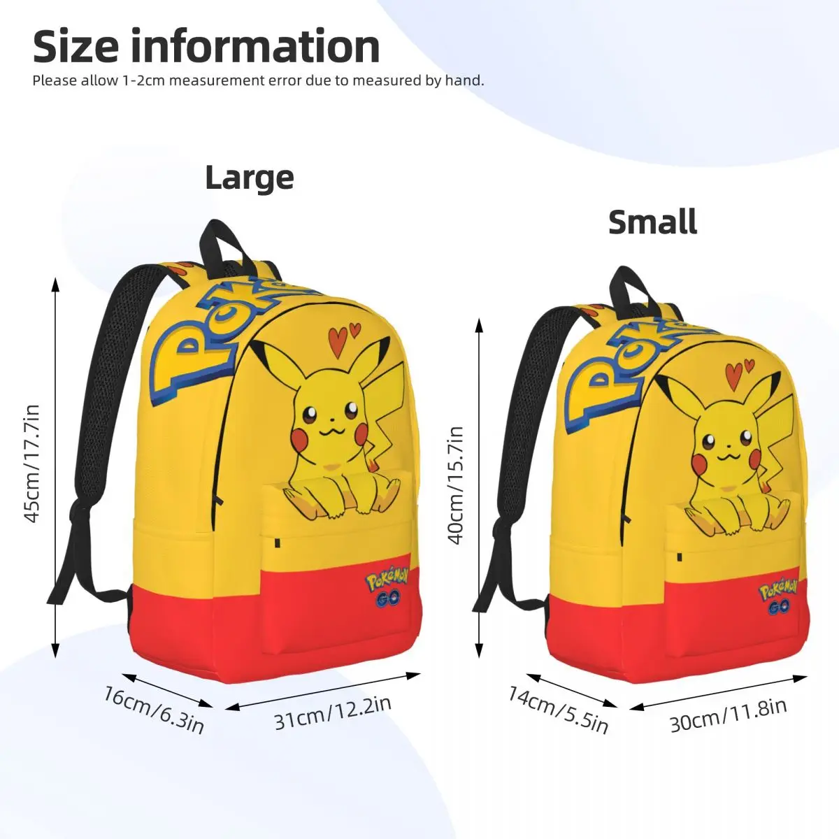 Na prezenty Pokemon Cute Yellow Cat Naklejka Duża pojemność Torba do przechowywania Kieszeń Monster Pikachu Kawaii Dla Mężczyzn Kid Knapsack Camping