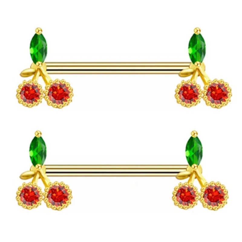 Conjunto de piercing de mamilo de aço inoxidável CZ 14G olhos fofos cereja anel de mamilo em massa para mulheres gato mamilo barra pacote piercing Pezon