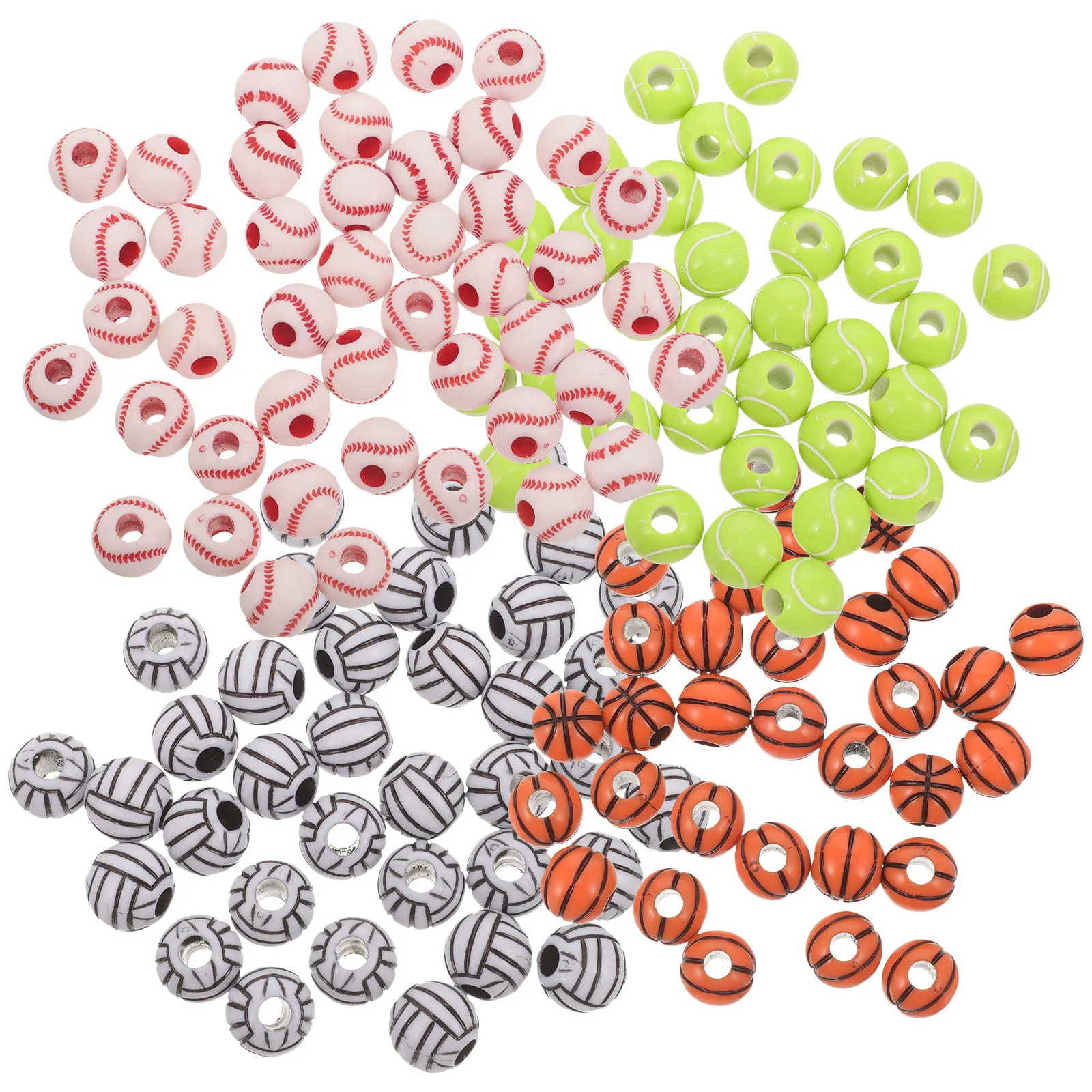

200Pcs Delicate Acrylic Beads Sports Ball Shape Round Loose Beads for DIY Jewelry Crafting Bracelets Earrings Hair Accessories
