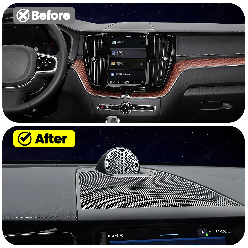 Auchi Center Speaker For Volvo XC60 2017–2025 Car Plug and Play Cutting Free Central Instrument Panel Center Mounted