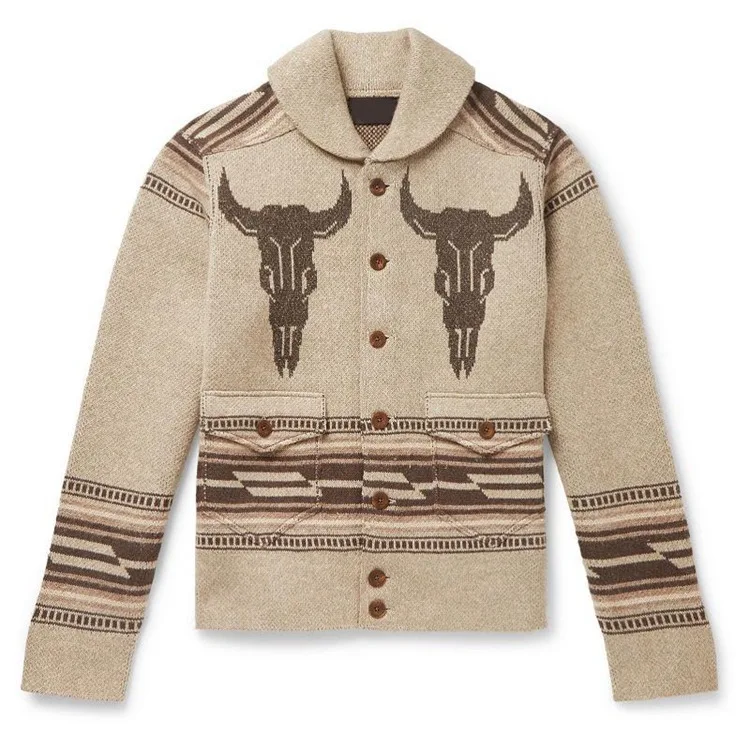 جديد أزياء الرجال الشارع الشهير بالأزرار Sweatercoats الخريف رجل أبلى بالأزرار غير رسمية الرجعية الجاكار كم محبوك البلوزات 3XL
