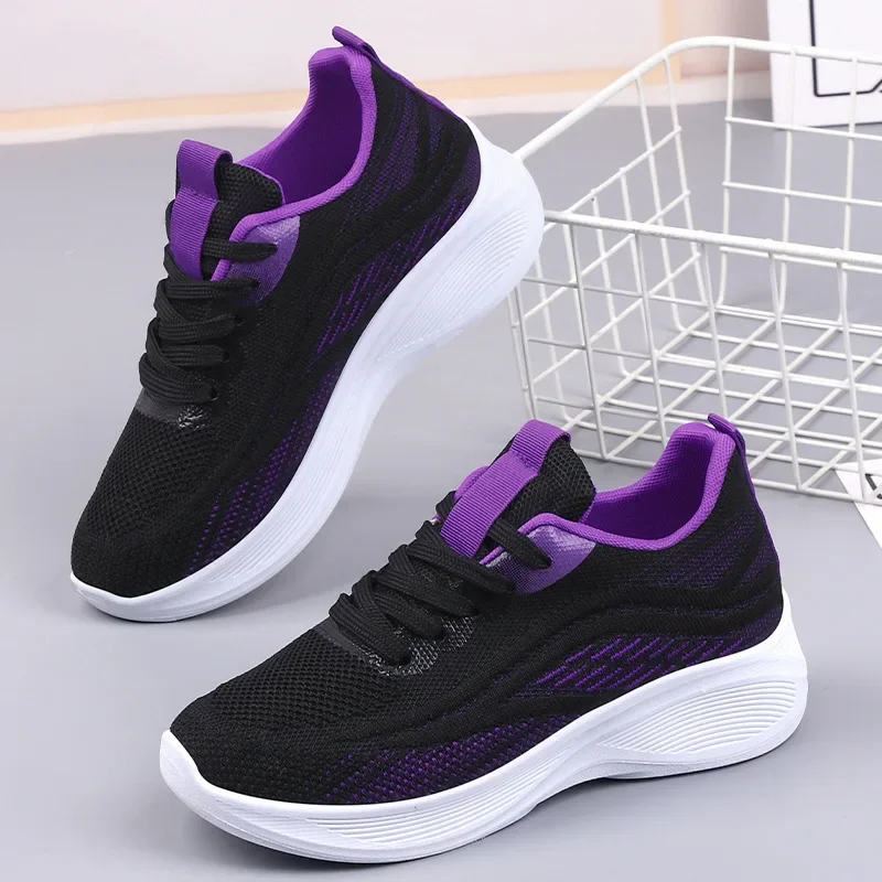 2025 Spring New Women's Sneakers Autumn Fashionable Breathable Lightweight Non-slip Wear-resistant Casual Lace Up Running Shoes