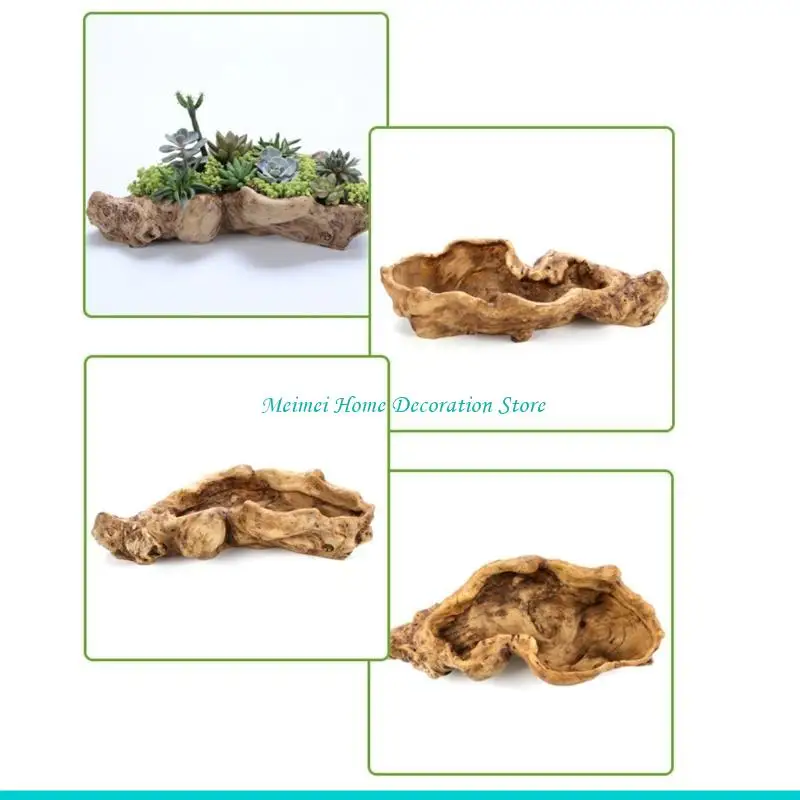 

H7BF Смола Пень Плантатор Искусственная скульптура из коряги Сочный цветочный горшок