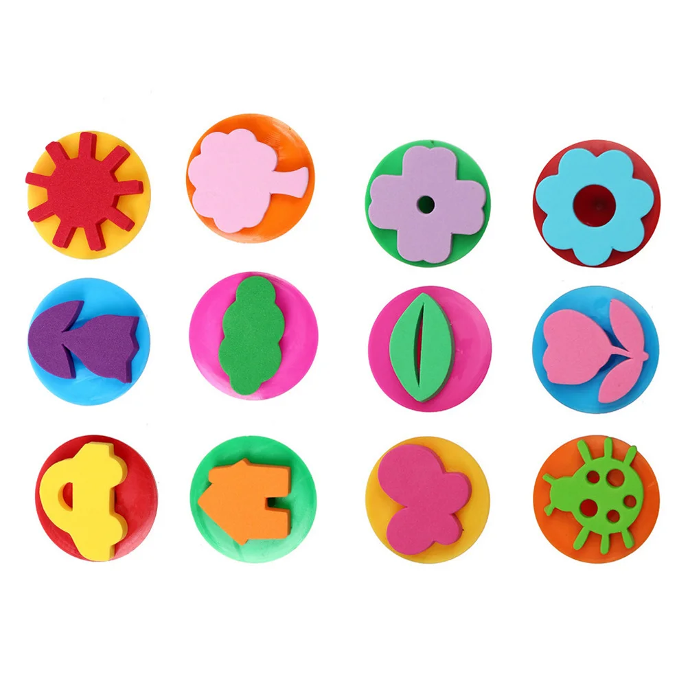

2Set Educational Drawing Tools Graffiti Stamper DIY Drawing Roller Seal Cartoon Patterns Plastic Eva Material Safe Durable