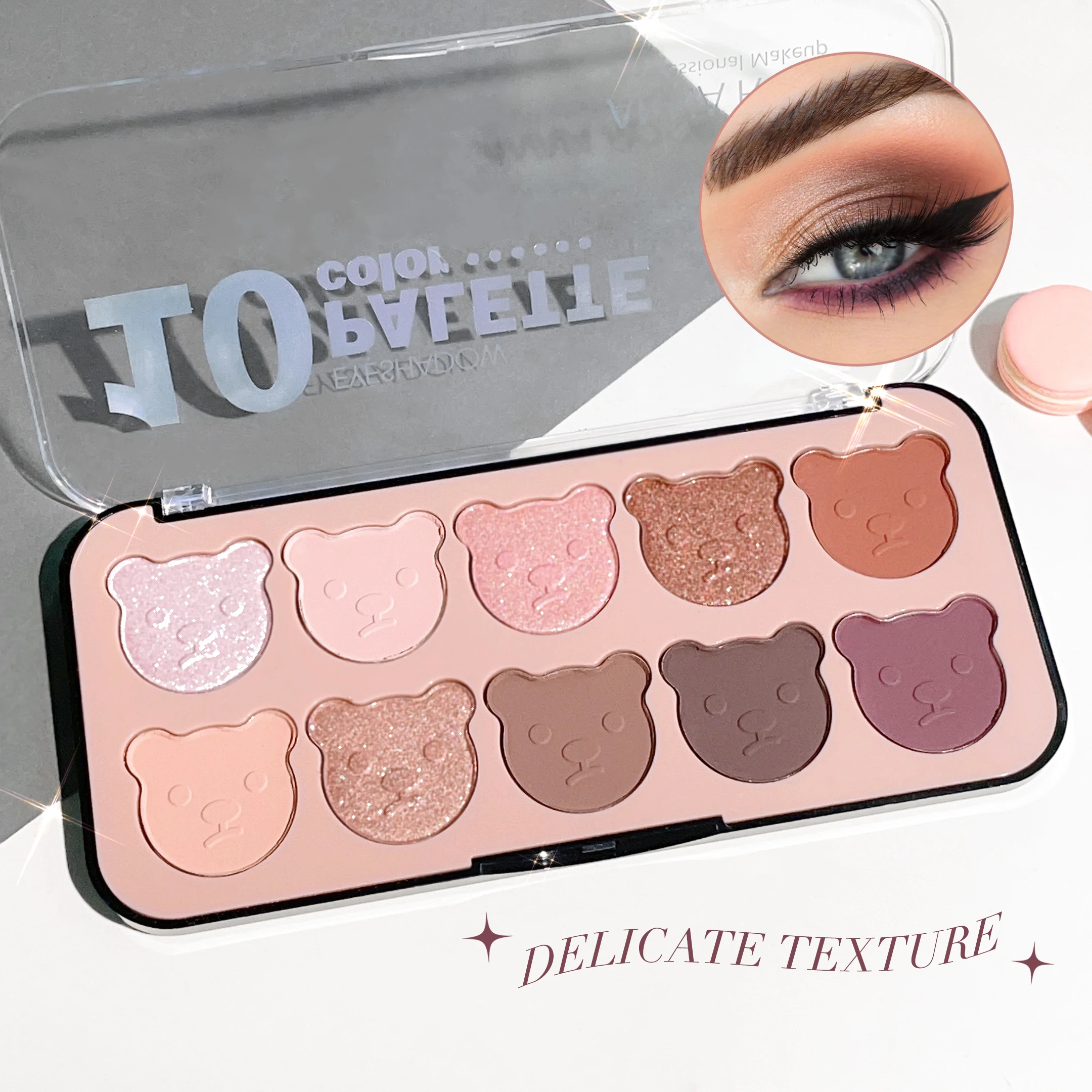 マイラーベアのアイシャドウパレット,マット,パール,アースカラー,マルチカラー,長持ち,10色