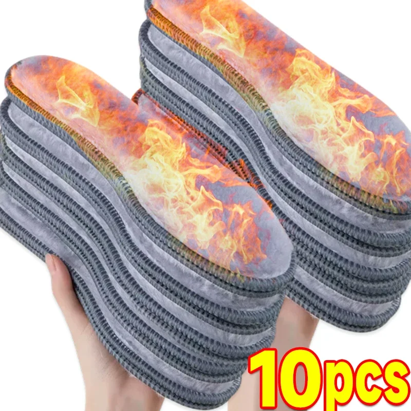 2/10pcs Self Heating Insoles Thermostatic Thermal Insole Faux Rabbit Fur Insole Winter Boots Pad Sole Thermal Insoles Plush Pads