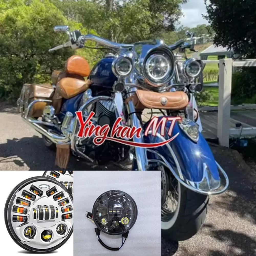 

Motorcycle LED 7''Circular front lighting lamp For Indian chief vintage springfield chief Dark Horse chief classic 2014-2023