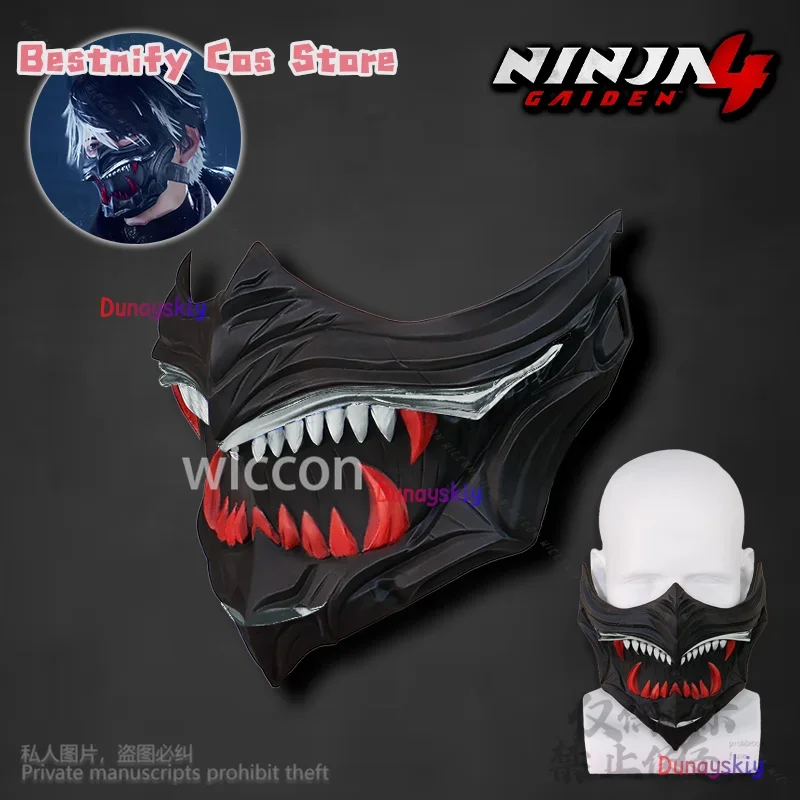 CosplayAnime Game NINJA GAIDEN 4 كوسبلاي ثلاثية الأبعاد قناع حمض البوليلاكتيك الدعائم اكسسوارات لجميع القديسين حفلة عيد الميلاد كوس فضي Cus
