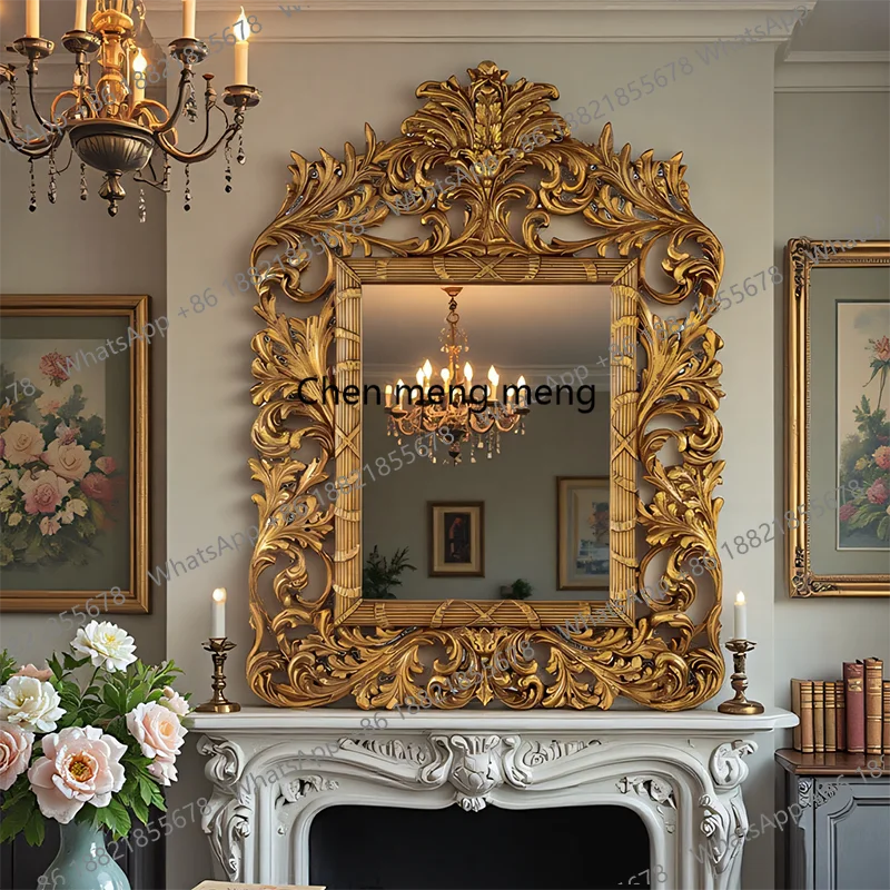 

French retro wall hanging porch mirror American villa luxury corridor fireplace decorative mirror home
