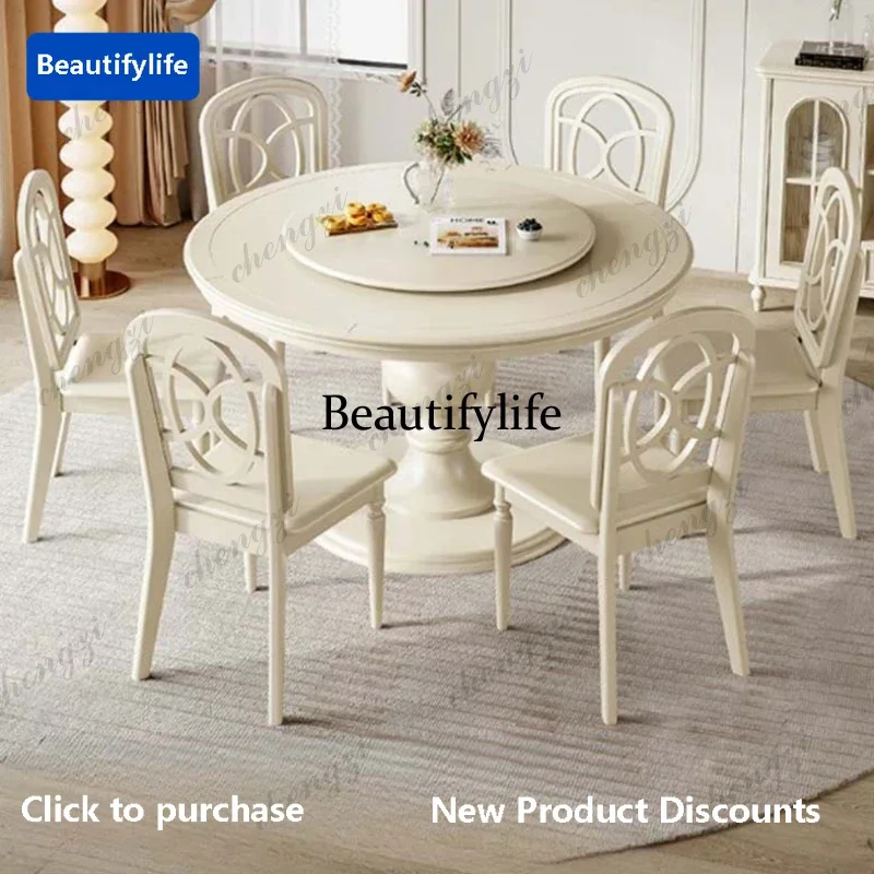 C45  Designer Modern Wooden Dining Table Living Room Rotator White Table Restaurant Round Nordic Tavoli Da Pranzo Kitchen