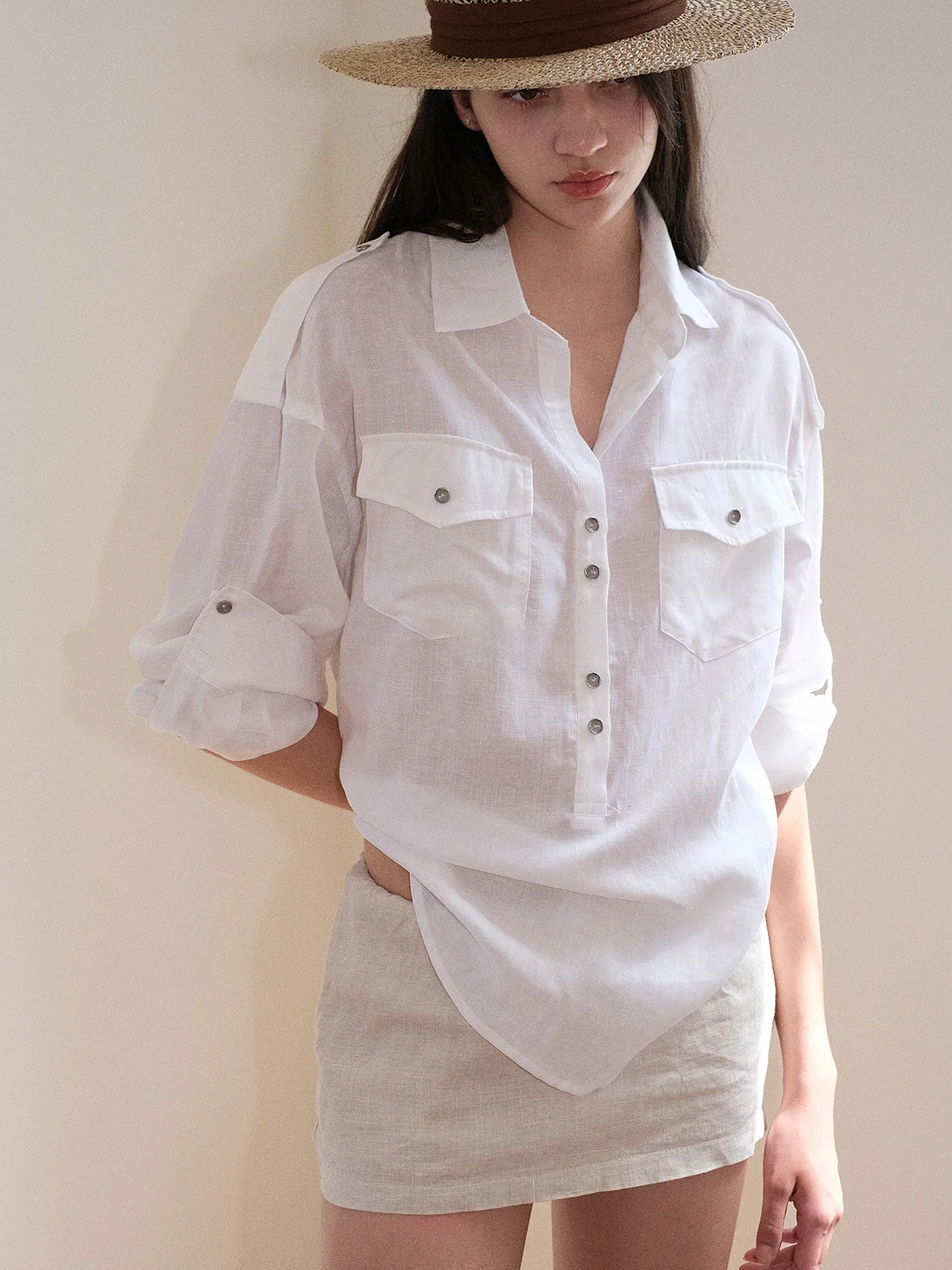 

Удобная винтажная свободная женская рубашка из льна с регулируемыми манжетами, расслабляющий топ для отдыха, дышащий, с длинным рукавом и отложным воротником