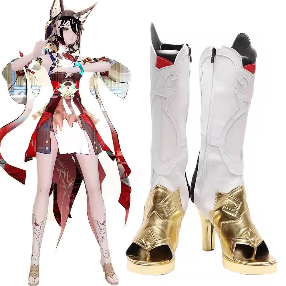 

Game Honkai Star Rail Tingyun Cosplay Shoes Boots Anime Role Play Halloween Party Costume Props White High Heel for Girls Women