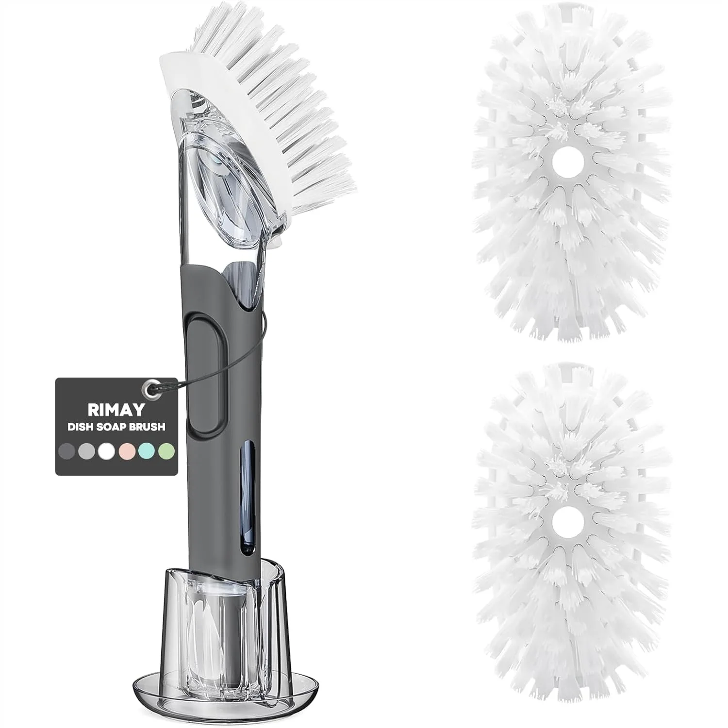 

Soap Dispensing Dish Brush Set with 2 Refills & Holder for Kitchen Sink Cleaning