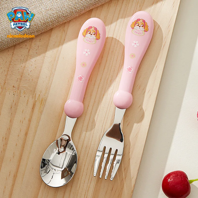 Paws Patrol Skye Cartoon Kids Spoon Fork Set Dessert CHASE bacchette gadget per bambini Feed Kid posate per bambini regali di compleanno carini