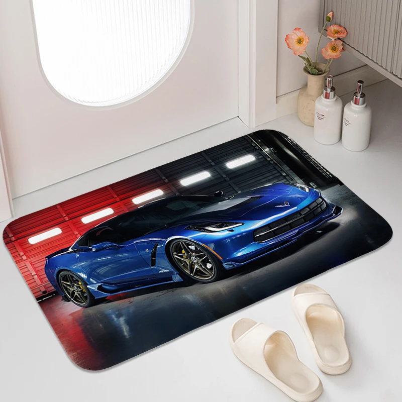 Bathroom Mat C-Corvettes Funny Doormat Entrance Door Carpets for Living Room Custom Living Room Bedroom Rug Home Entrance Mats