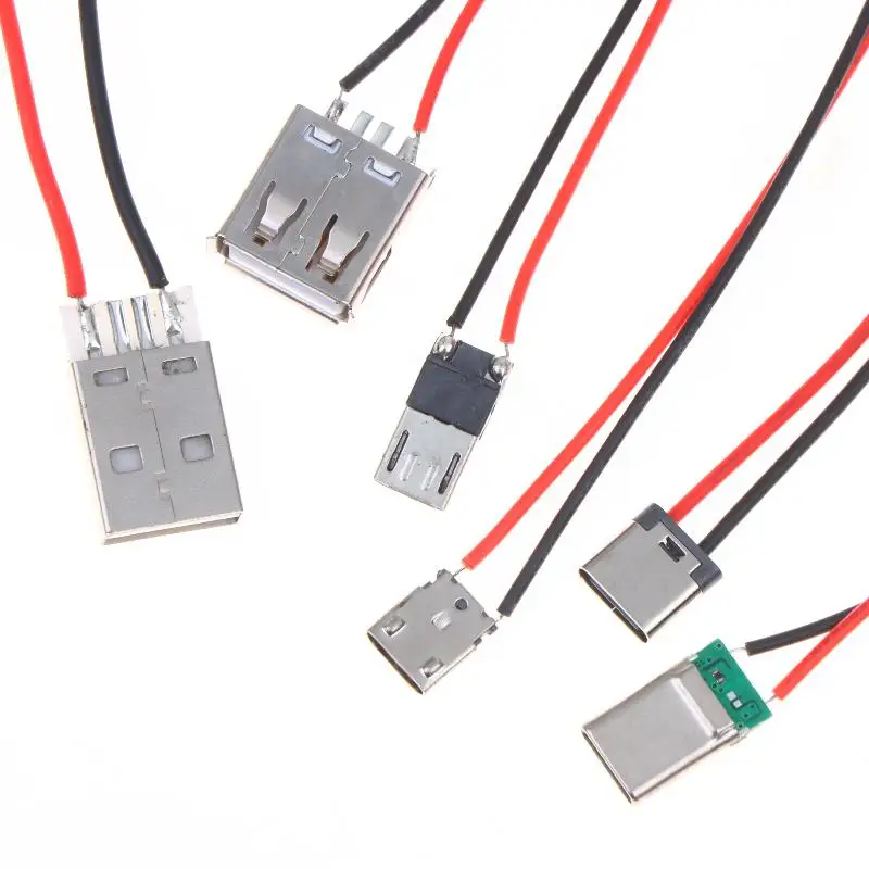 High Precision JCD 2Pin Micro USB Type C Male Female Jack Straight Welding Wire Connector for Repair Shops