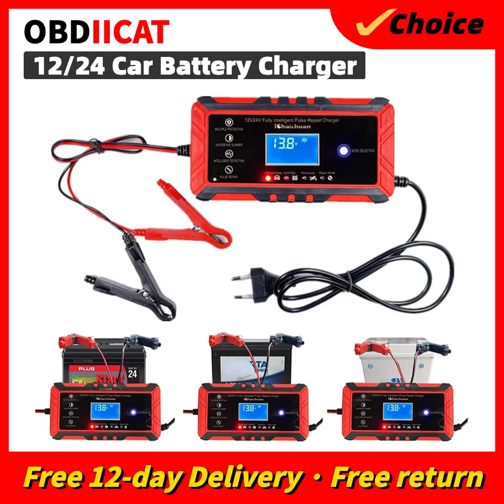 Best Auto Fast Charging Tool Kit AC 110V-240V AGM GEL WET Lead Acid Repair Intelligent Car Battery Charger 12V 24V